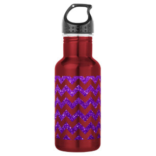 Glitter Chevron Purple Water Bottle