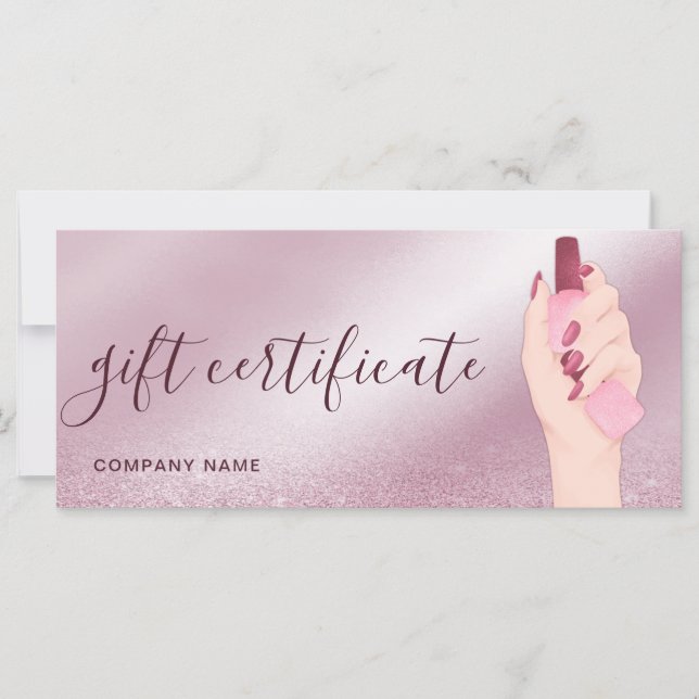 Glitter Chic Nail Artist Business Gift Certificate (Front)