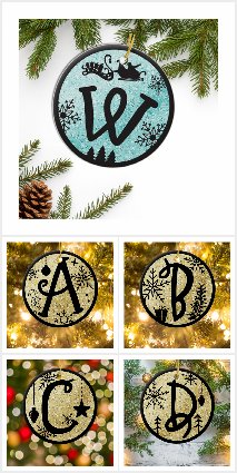 Glitter Christmas Alphabet Letter Ornaments