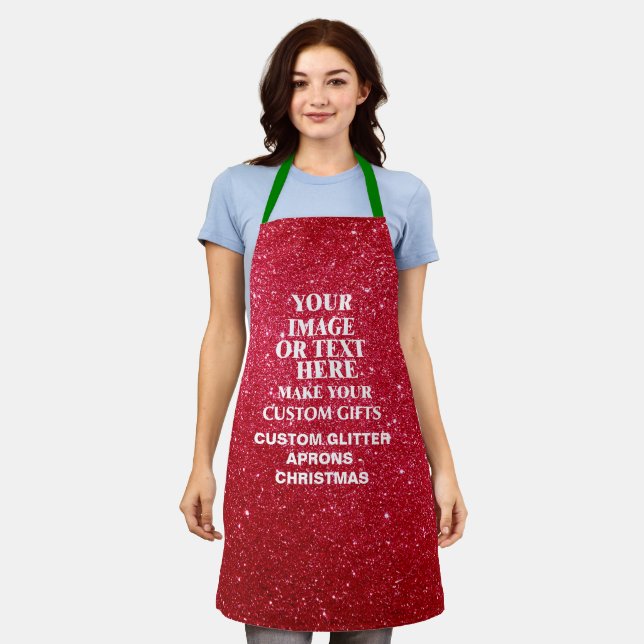 Glitter Christmas Apron - Personalized Holiday  (Worn)