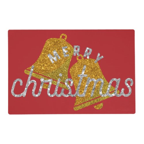 Glitter Christmas Bells Placemat