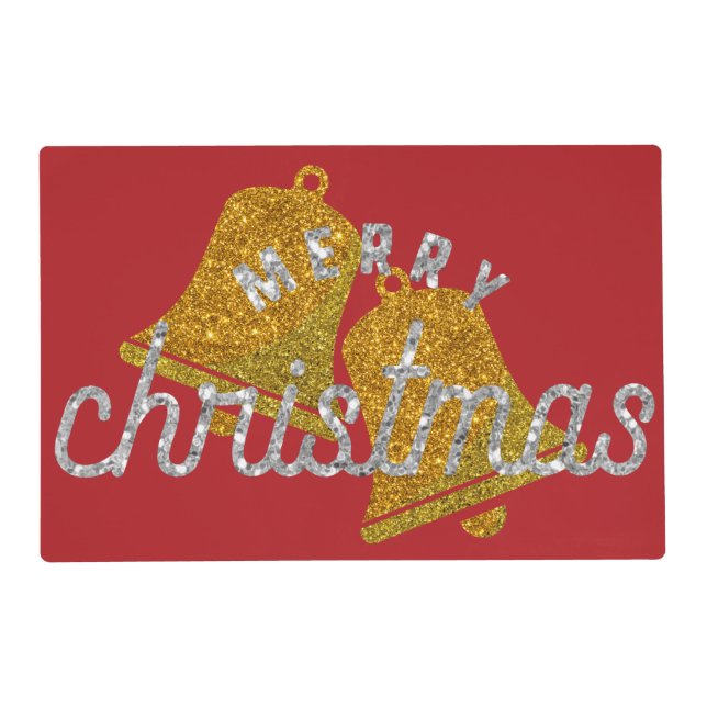 Glitter Christmas Bells Placemat (Front)