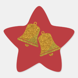 Glitter Christmas Bells Star Sticker
