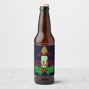 Glitter Christmas Candle Beer Bottle Label