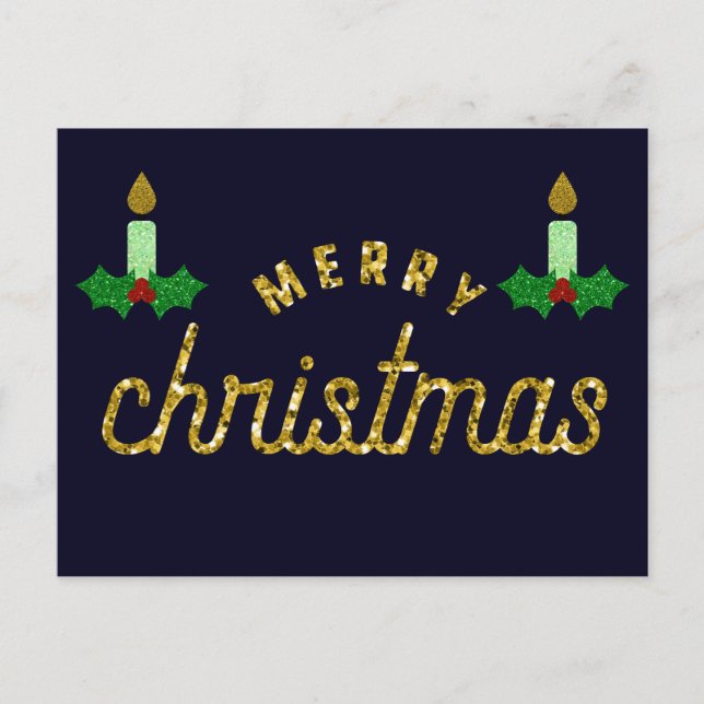 Glitter Christmas Candle Postcard (Front)