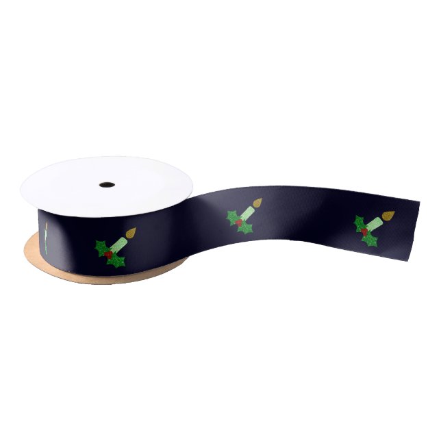 Glitter Christmas Candle Satin Ribbon (Spool)