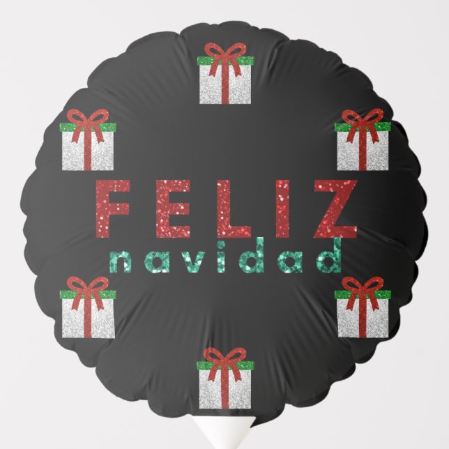 Glitter Christmas Gift Feliz Navidad Balloon (Front)