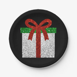 Glitter Christmas Gift Paper Plates