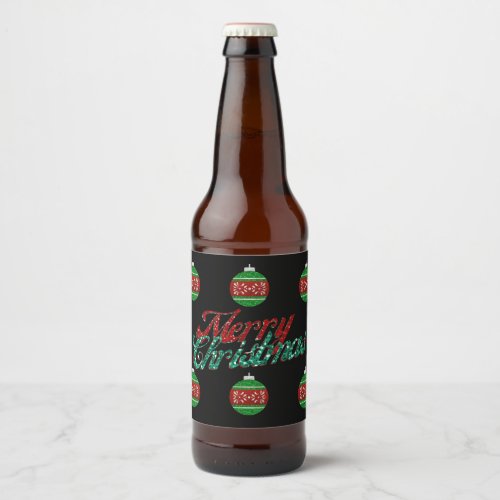 Glitter Christmas Ornament Beer Bottle Label