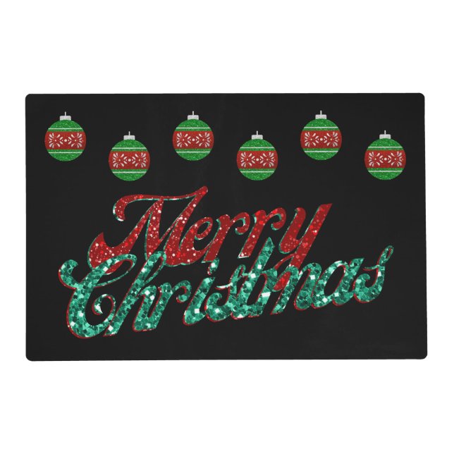 Glitter Christmas Ornament Placemat (Front)