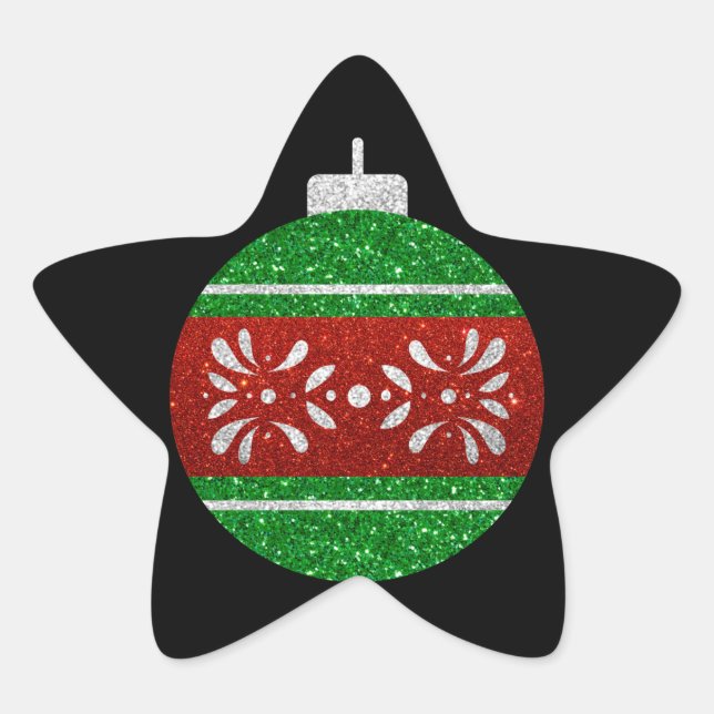 Glitter Christmas Ornament Star Sticker (Front)