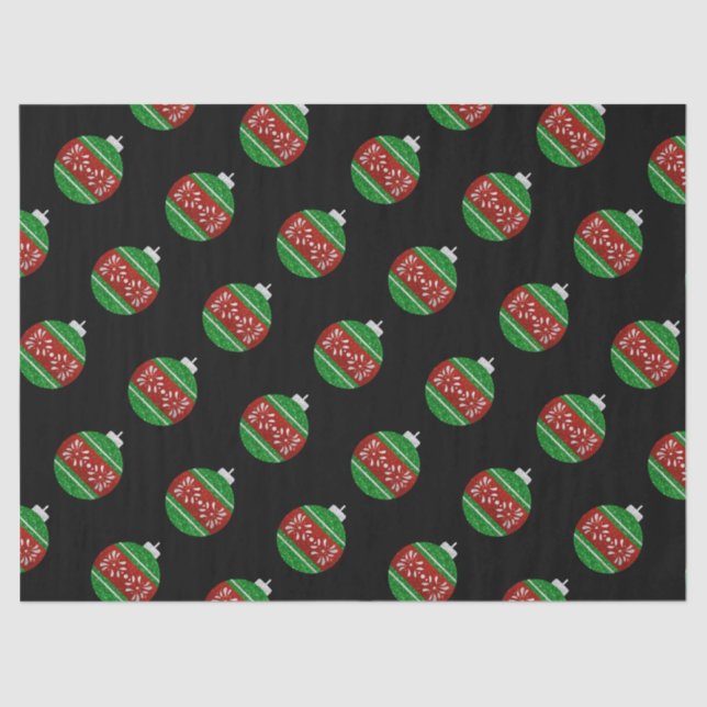 Glitter Christmas Ornament Tissue Paper (Front)