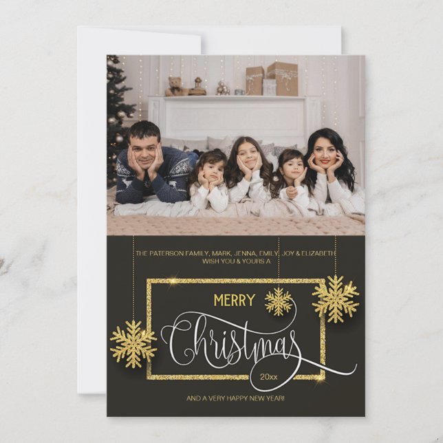 Glitter Christmas Photo Holiday Card (Front)