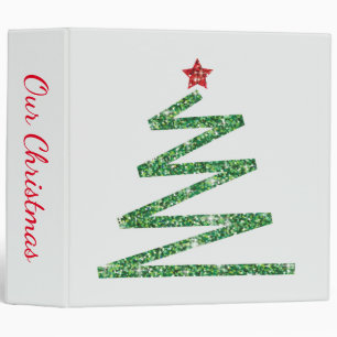 Glitter Christmas tree 3 Ring Binder