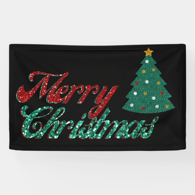 Glitter Christmas Tree Banner (Horizontal)