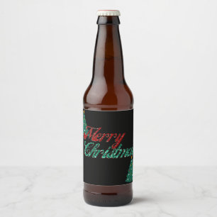 Glitter Christmas Tree Beer Bottle Label