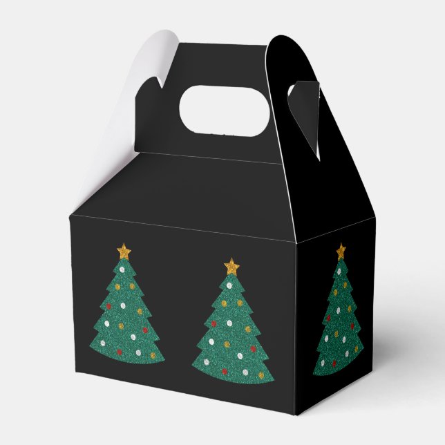 Glitter Christmas Tree Favor Boxes (Front Side)