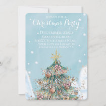 Glitter Christmas Tree in The Snow Holiday Party Invitation