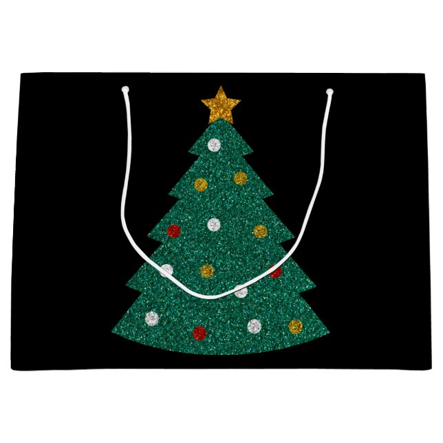 Glitter Christmas Tree Large Gift Bag (Front)
