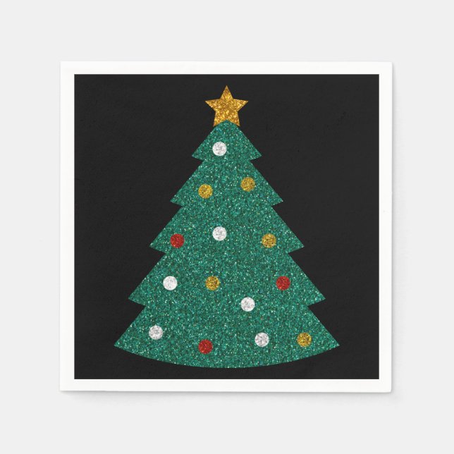 Glitter Christmas Tree Napkins (Front)
