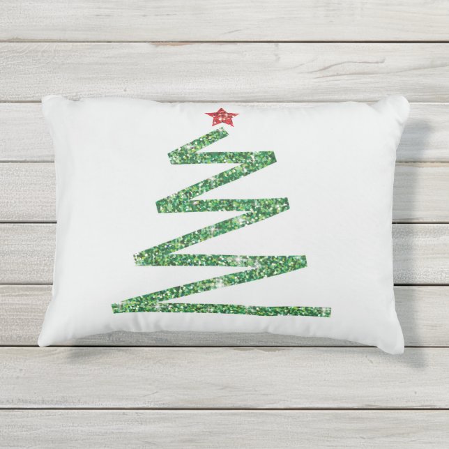 Glitter Christmas tree Outdoor Pillow (Back)