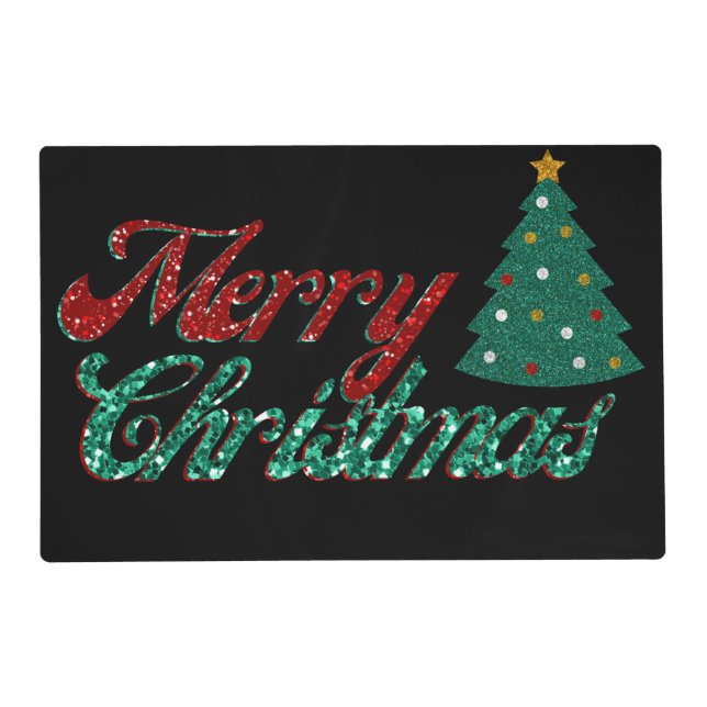 Glitter Christmas Tree Placemat (Front)