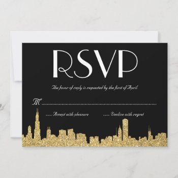 Glitter City Skyline Wedding Rsvp Card by SimplyInvite at Zazzle
