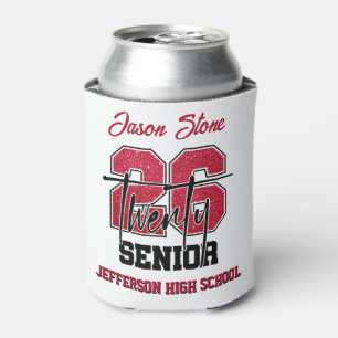 Glitter Class of 2026 Senior Typography Design Can Cooler