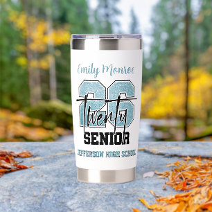 Glitter Class of 2026 Senior Typography Design Insulated Tumbler