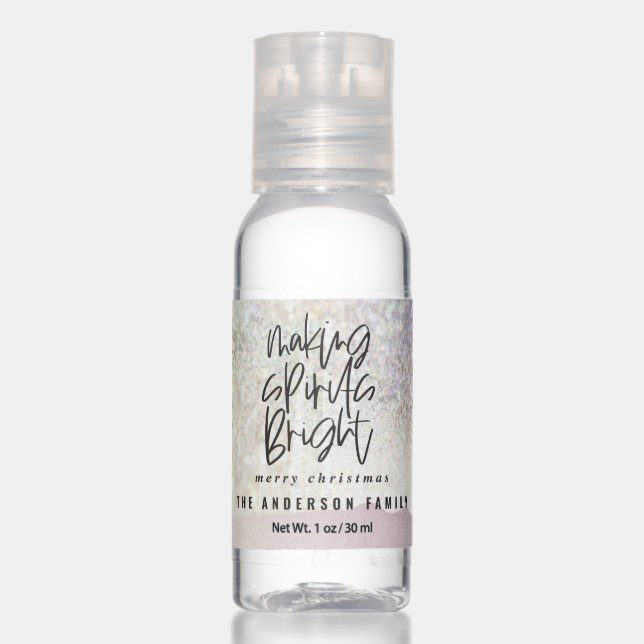 glitter classy making spirits bright christmas hand sanitizer (Front)