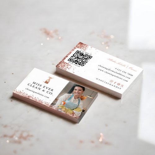 Glitter Cleaning  Maid Services Photo And Qr Code Business Card