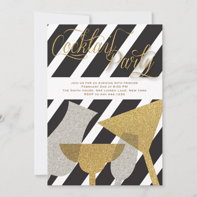 Glitter Cocktail Party Invitations (Front)