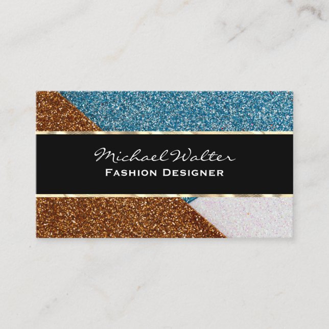 Glitter Color Block Business Card (Front)