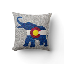 Glitter Colorado flag elephant square pillow