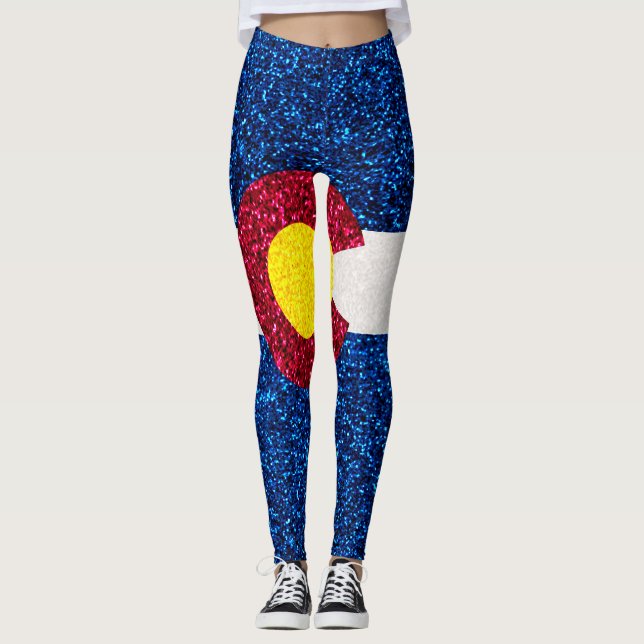 Glitter Colorado flag leggings (Front)