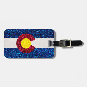 Glitter Colorado flag luggage id tag