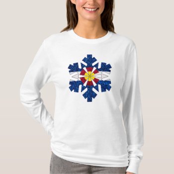Glitter Colorado Flag Snowflake Ladies Shirt by ColoradoCreativity at Zazzle