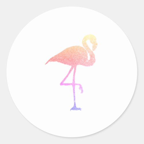 Glitter Colorful Flamingo Classic Round Sticker