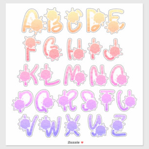 Glitter Colorful Floral Monogram A to Z Letters Sticker