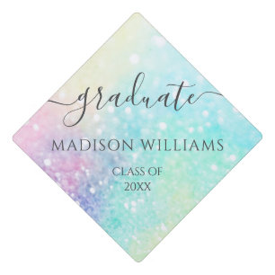 Glitter Colorful Glamorous Pretty Pattern Graduation Cap Topper