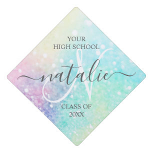 Glitter Colorful Glamorous Pretty Pattern Graduation Cap Topper