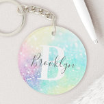 Glitter Colorful Glamorous Pretty Pattern Keychain<br><div class="desc">Aesthetic pretty chic bokeh glitter background in beautiful pastel colors,  that you can personalize with your custom monogram and/or name.</div>