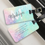 Glitter Colorful Glamorous Pretty Pattern Luggage Tag<br><div class="desc">Aesthetic pretty chic bokeh glitter background in beautiful pastel colors,  that you can personalize with your custom monogram and/or name.</div>
