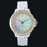 Glitter Colorful Glamorous Pretty Pattern Watch<br><div class="desc">Aesthetic pretty chic bokeh glitter background in beautiful pastel colors, that you can personalize with your custom monogram and/or name.</div>