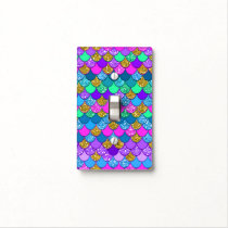 Glitter Colorful Multi-Colored Mermaid Scales Light Switch Cover