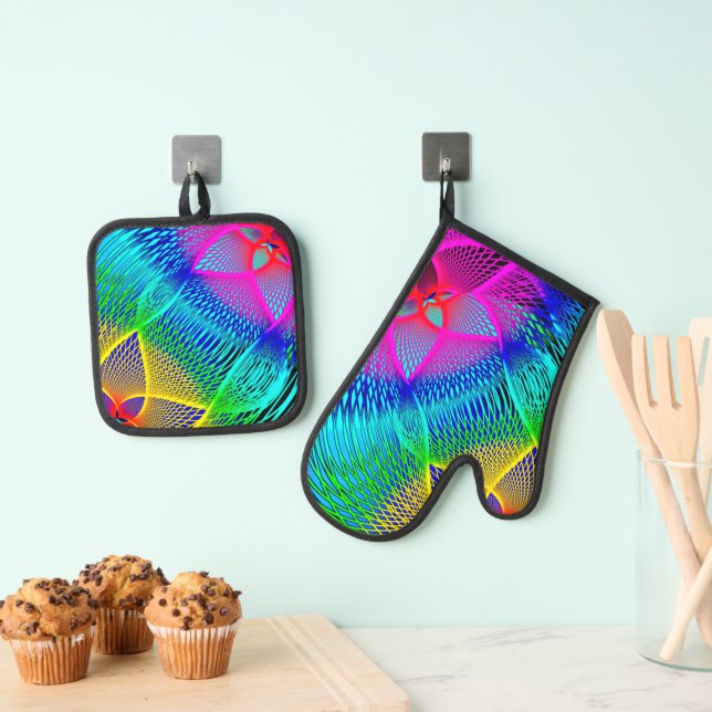 Glitter Colors Oven Mitt & Pot Holder Set (Insitu(Hanging))
