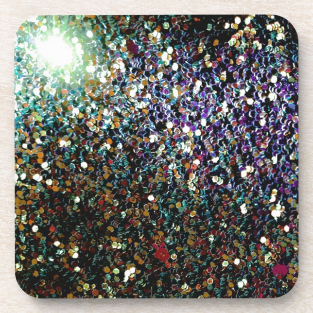 Glitter comet & stars drink coaster (Front)