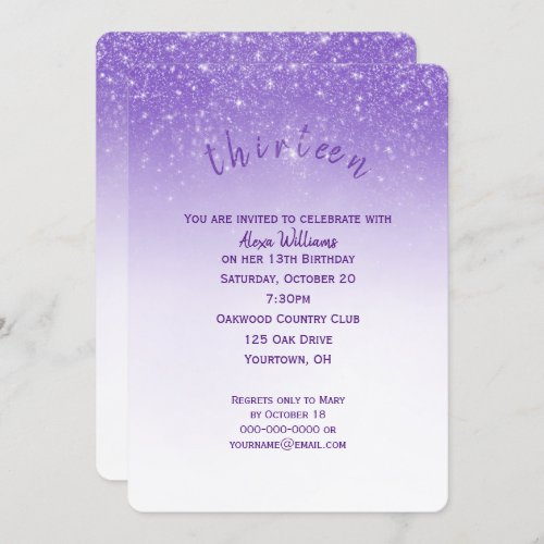 Glitter Confetti 13th Birthday Party Invitation