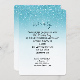 glitter confetti 20th wedding anniversary invitation