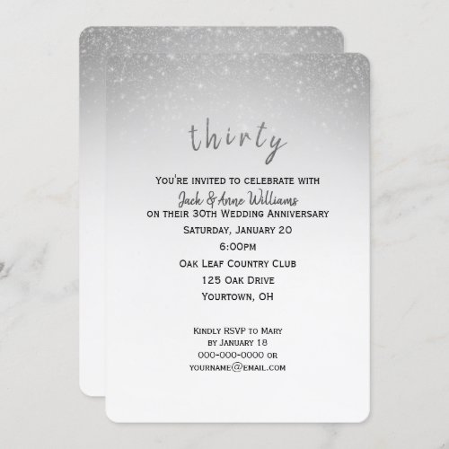 glitter confetti 30th wedding anniversary invitation